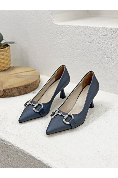 NUR KARACA 26Y8233 Stone Buckle Detail 5cm Stiletto Heel U Stiletto Shoes for...