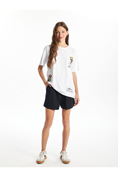 LC Waikiki Özmarka Νέα Σεζόν Γυναικείο Σορτς με Ελαστική Μέση και Μείγμα Λινών