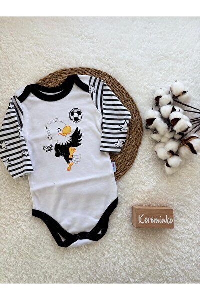 Kereminko Bebek بدلة أطفال بأكمام طويلة باللونين الأسود والأبيض للجنسين، مقاس...
