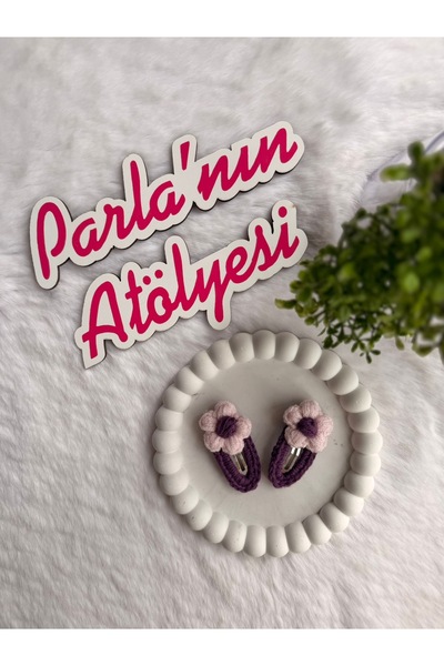 SOFT 2-dijelni ručno pleteni heklani kopča sa kopčom u obliku ružičastog cveta