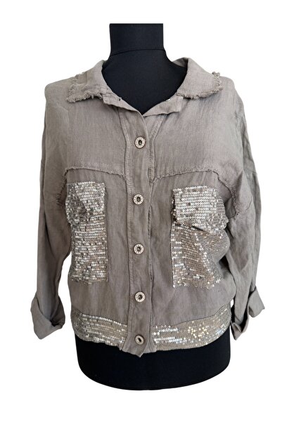 PHUTİ COLLECTION Italian K Linen Sequined Design Jacket