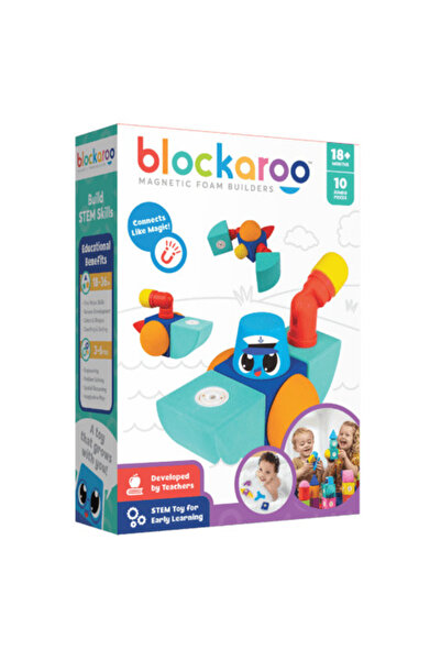 Clicstoys Set cuburi din spuma cu magnet Blockaroo, Barca 10 piese