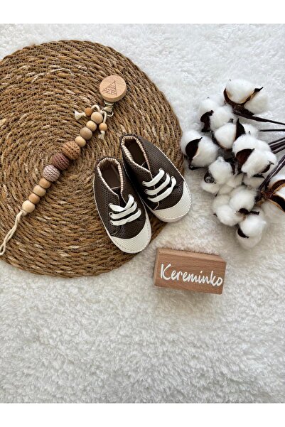 Kereminko Bebek طقم حزام لهاية أسود مظهر جلدي كونفيرس و أسود مرصّع بالخرز للج...