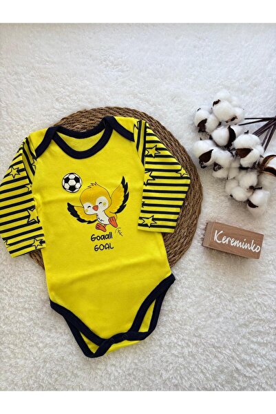 Kereminko Bebek بدلة أطفال بأكمام طويلة باللون الأصفر والأزرق الداكن للجنسين،...