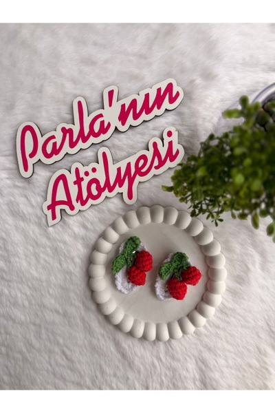 SOFT 2-пари ручної роботи в'язана застібка-кнопка вишневого кольору