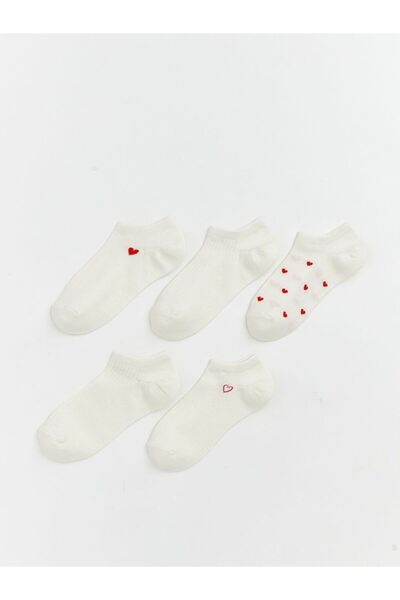 LC Waikiki جوارب رياضية نسائية بنقشة قلب، عبوة من 5 قطع