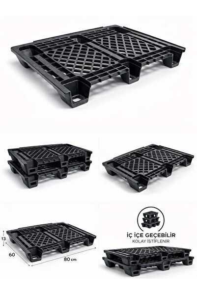 Aslan Ticaret Plastik palet İç İçe Geçmeli 80*60*13 cm