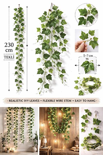 ZenGlow 230 CM TEKLİ YAPAY SARMAŞIK DAL – GERÇEKÇİ DOĞAL GÖRÜNÜM