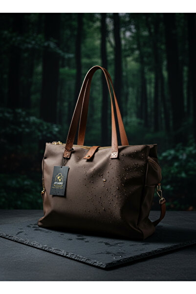 Atlaasbags حقيبة يد نسائية كبيرة الحجم من القماش باللون البني الفاتح من هيرا ...