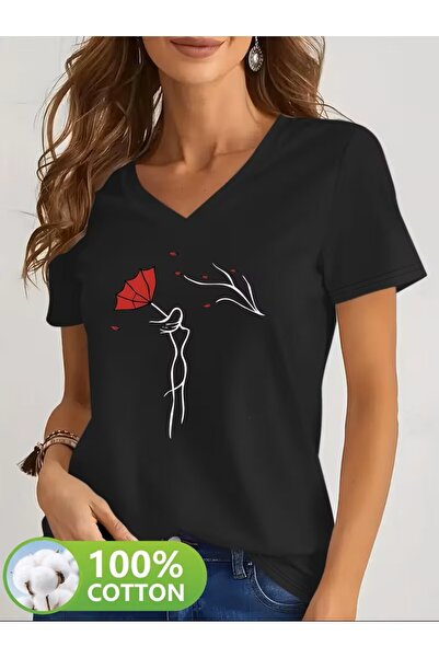 yombaa με τύπωμα Μπλουζάκι. Κοντομάνικο μπλουζάκι με λαιμόκοψη V για καλοκαίρ...