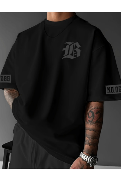 gencerco Never Give Up Baskılı Premium Oversize T-shirt