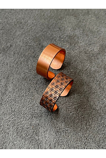 Rupen Kraft Handmade Set of 2 Pure Copper Rings, 2 Adjustable Size Pure Coppe...