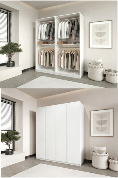 CANBAZ FURNİTURE Mira modüllü 4 MDF kapaklı %100 MDF(KURULUM DAHİL)