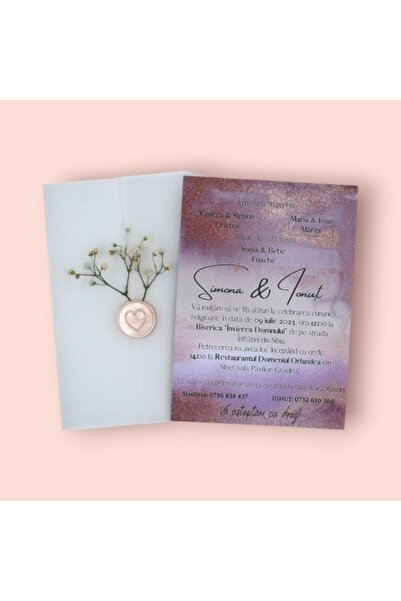 Fabricacucadouri.ro Pack of 50 Wedding Invitations with Flowers and Pastel Pi...