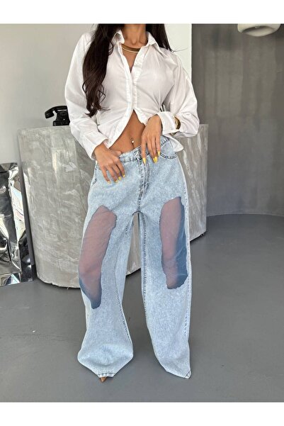 DENİKK Trend Öze Tulle Asari̇m Super Wide Leg Tü Tulle R Sheer Etay Palazzo J...