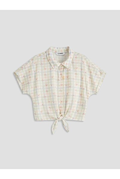 LC Waikiki Front Side Tie-Detail Printed Girl's Shirt