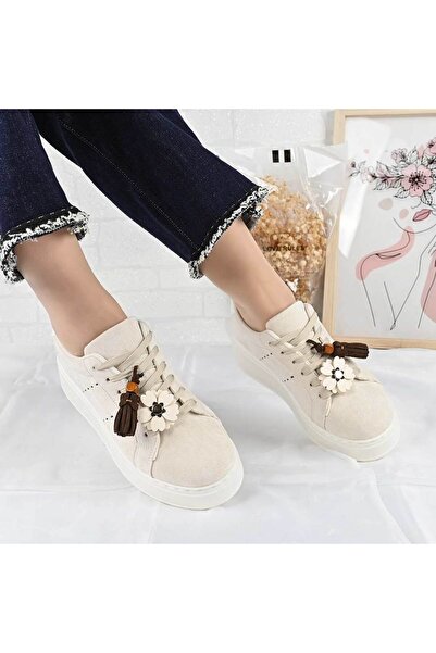 Tmall Pantofi sport pentru femei, - Piele, cu accesorii, D1487, bej