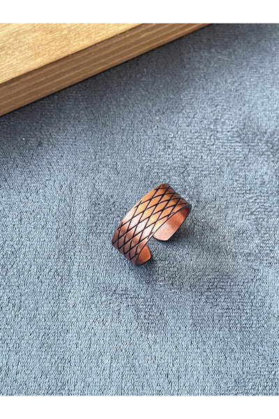 Rupen Kraft خاتم من النحاس النقي مصنوع يدويًا، خاتم من النحاس النقي قابل للتعديل