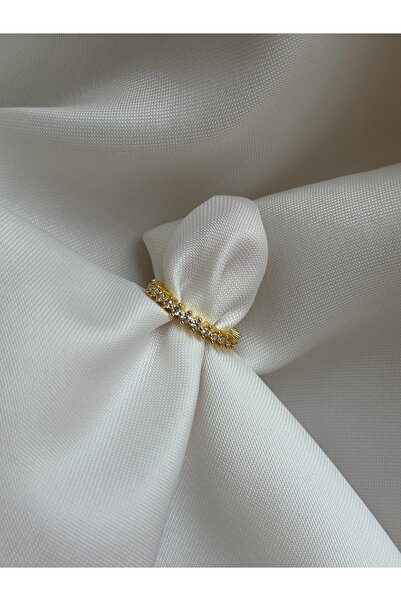 lotusbybuket Stainless Steel Zircon Stone Adjustable Elegant Gold Ring