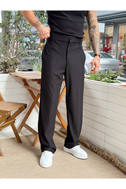 manch collection Ottoman Fabric Baggy Trousers Black