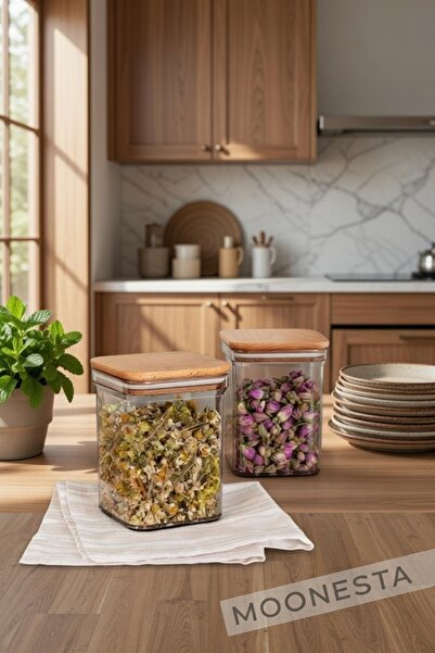 Madame Coco Kaviera 1000ml Storage Container with Wooden Lid Set of 2