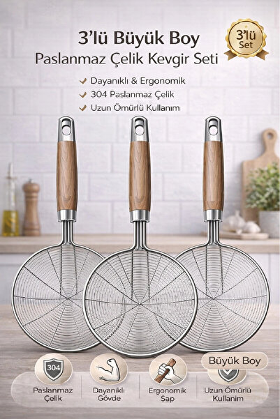 Rosemor 3-Piece Colander Set, Large Size Stainless Steel Wire Colander Set, E...