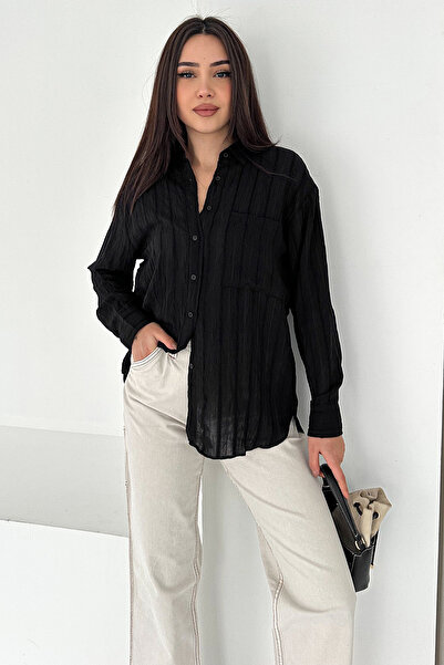 Noa&Noa Sa detaljem džepa Ležerna košulja – crna tekstura