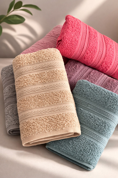 Bikaya Home Dobby 6-Piece Hand Towel Set 50X90 cm |   Thin and H Lightweight ...