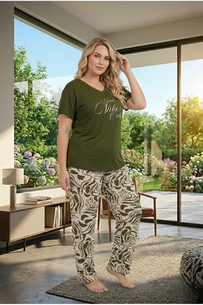 Lohussa New Season Women's Green Patterned Short Sleeve Special Design Summer...