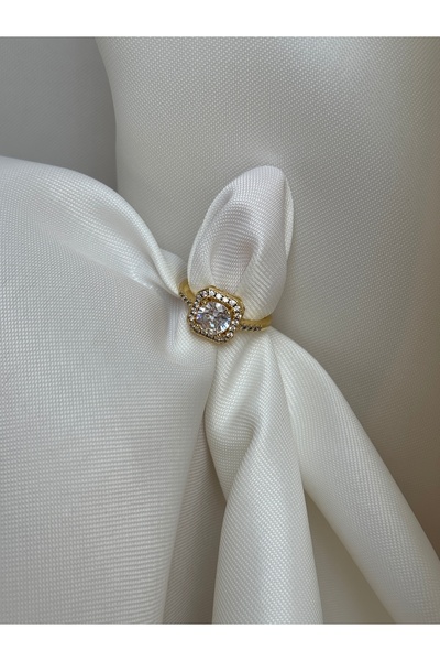 lotusbybuket Stainless Steel Adjustable Gold Zircon Stone Baguette Stone Ring