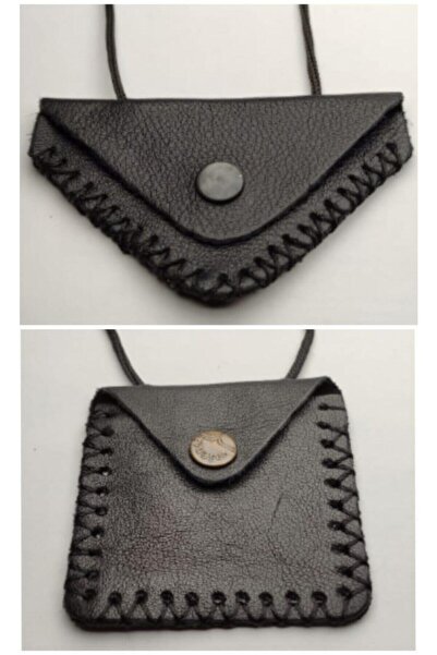 efmues Black Square and Triangle Leather Cevşen Triangle and Square 2 Pieces