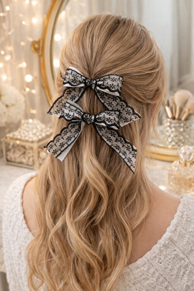 Emsay Store Μαύρο σετ Δαντέλα τεμαχίων Λευκό Σατέν Χειροποίητο Σετ 2 τεμαχίων...