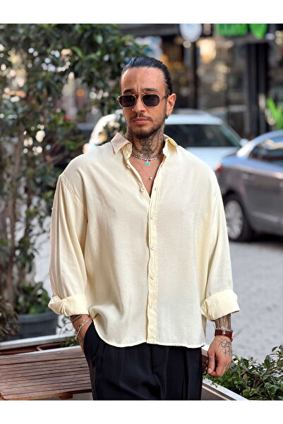 manch collection Oversized Basic Modal Shirt Yellow