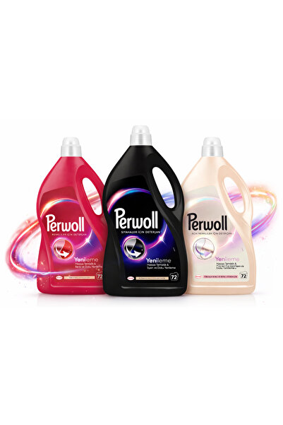 Perwoll Detergent Lichid Negru / Rosu / Alb - Pachet Promo 3X 3,96L
