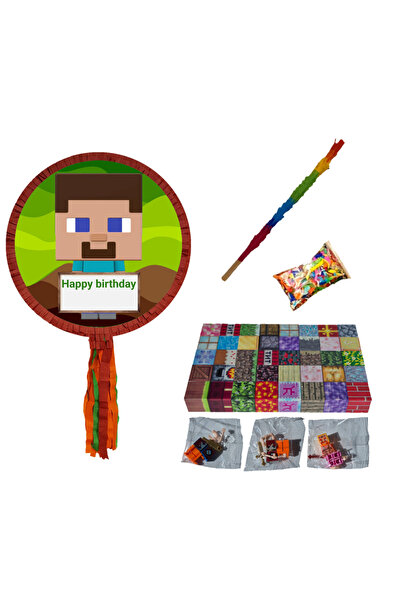 PinaStar Minecraft Пинята Стив, с 40 магнитни кубчета и 3 фигурки, Пинастар, ...