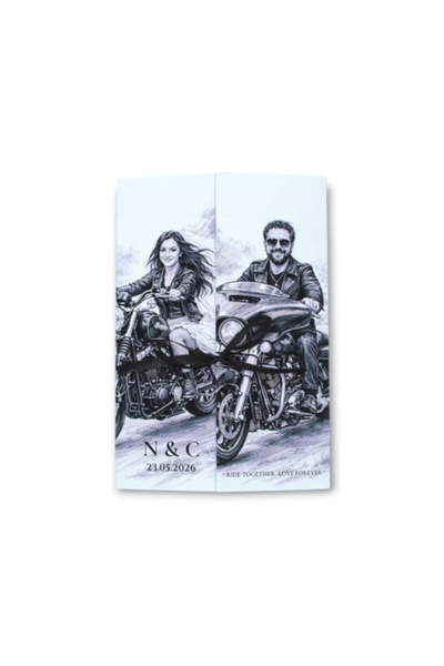 Fabricacucadouri Pack of 50 Personalized motorcycle themed wedding invitation...