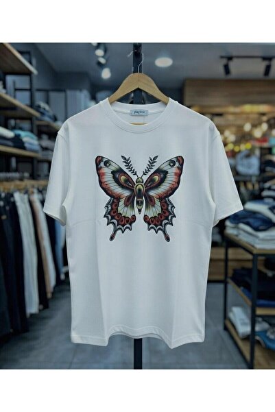 playwear Kelebek Buğday Printed 100% Cotton Regular Fit Crew Neck T-Shirt
