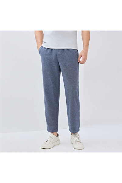 Giordano بنطلون رجالي قصير من كتان قطن بقصة ضيقة