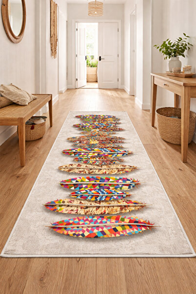 PINKIE HOME Makinede Yıkanabilir Kaymaz Taban Leke Tutmaz Modern Kesme Yolluk...