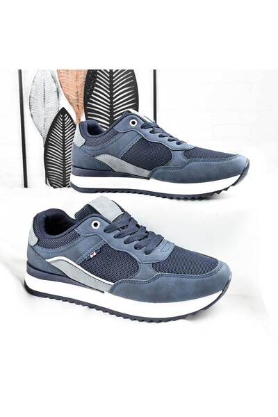 Tmall Pantofi sport bărbătești, cu inserții de plasă, B4057, albastru închis