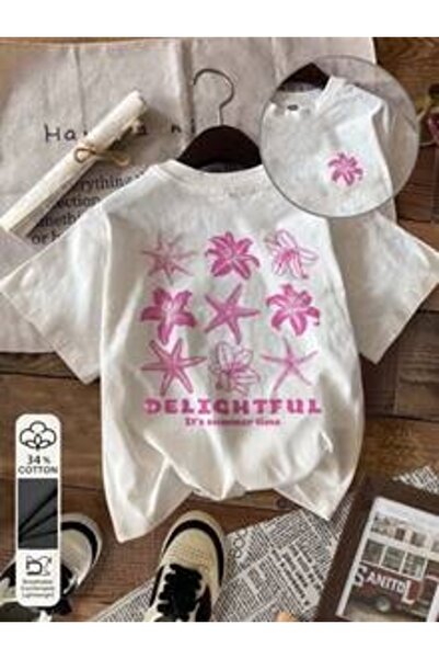 gencerco Υπέροχο Μπλουζάκι  "Είναι Καλοκαίρι " με Ροζ Σχέδιο με τύπωμα Premiu...