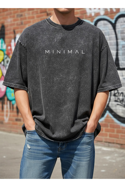 ship master Ανδρικό μπλουζάκι μαύρο Washed TEA-SHIRT με τύπωμα 100% Βαμβάκι o...