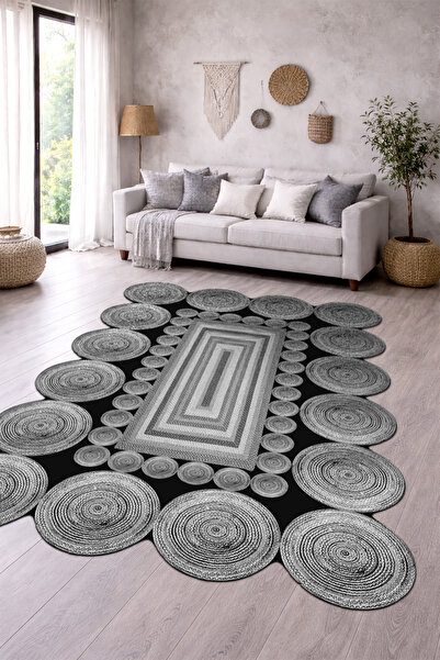 PINKIE HOME Makinede Yıkanabilir Kaymaz Taban Leke Tutmaz Modern Kesme Yolluk...