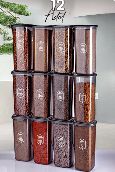 Saule 12'li Jumbo Boy Etiketli Square Kare Erzak Saklama Kabı Seti 1700 ml - ...
