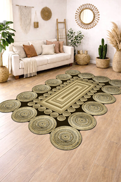 PINKIE HOME Makinede Yıkanabilir Kaymaz Taban Leke Tutmaz Modern Kesme Yolluk...