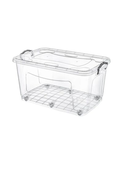 Saule Tekerlekli Saklama Kutusu Şefaf Kapaklı 50 Litre - Büyük Saklama Kabı