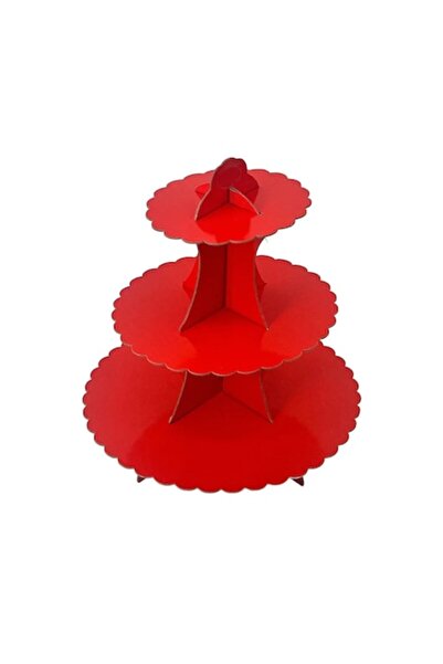 AVA Suport etajat pentru prajituri AVA, cu trei nivele, carton, Rosu, inaltim...