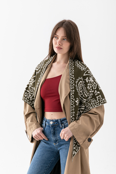 VEGA MODA Women's Triangle Patterned Reversible Knitwear Shawl – Soft-Texture...