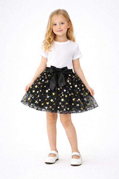 Nacar Kız Çocuk Yıldız Desenli Tütü Etek 23 Nisan 29 Ekim Gösteri Kıyafeti
