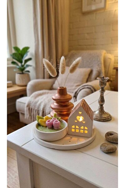 MERCANN Dekoratif 4'Set Mum Halkalı Vazo & Ev Mumluk ve Kase Tasarım mum(Bakı...